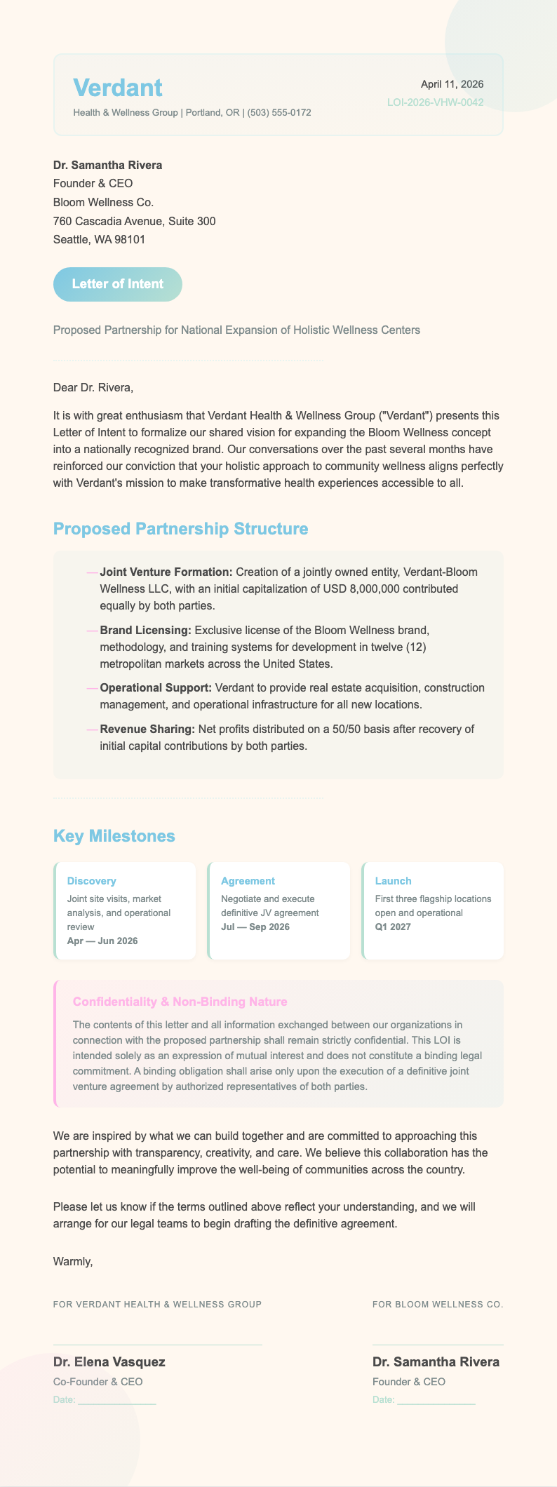 Soft organic Letter of Intent